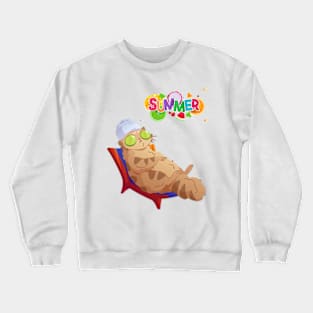 cat on vacation Crewneck Sweatshirt